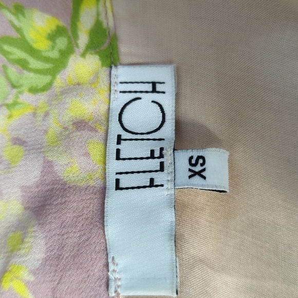 Fletch Farrah Floral Off Shoulder Cut Out Dress Tan Yellow XS resort bohemian - Picture 7 of 10